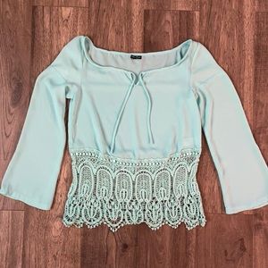 The Rage|| mint lace bottom long sleeve shirt